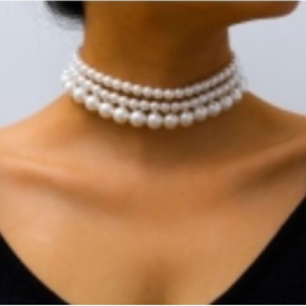 White Pearl Necklace ,Classic Pearl Chain, White Bridal Choker